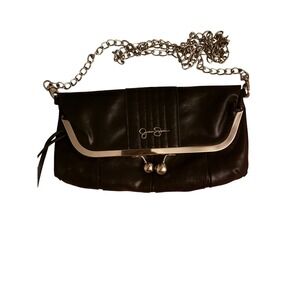 Jessica Simpson Roxanne‎ Kiss Lock Clutch Black Crossbody